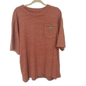 Carhartt original fit heather orange basic casual pocket t-shirt logo size XL